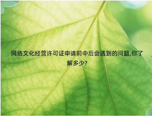 網(wǎng)絡文化經(jīng)營許可證申請前中后會遇到的問題,你了解多少? 網(wǎng)絡文化經(jīng)營許可證申請前中后會遇到的問題,你了解多少?