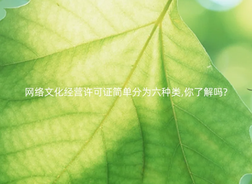 網(wǎng)絡文化經(jīng)營許可證簡單分為六種類,你了解嗎?