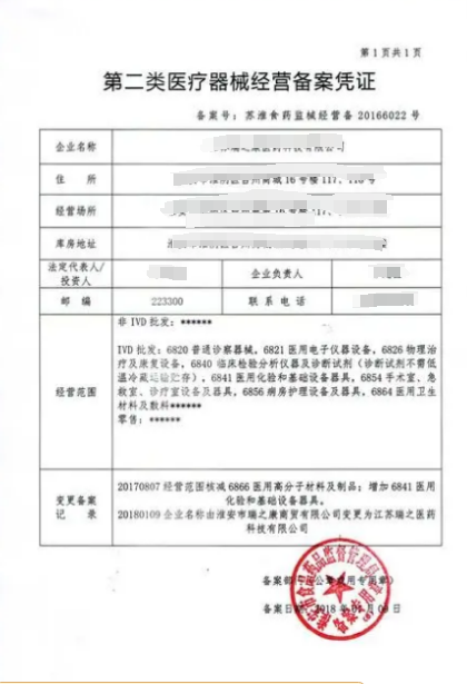 二類醫療器械經營備案憑證樣式 二類醫療器械經營備案憑證樣式