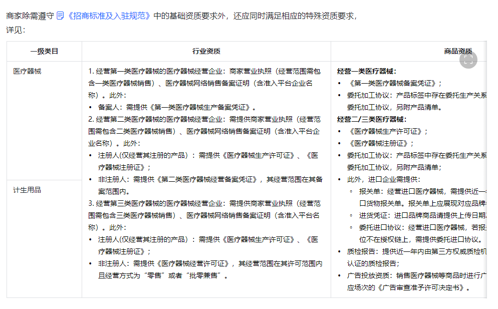 醫療器械經營入駐抖音需要具備什么資質